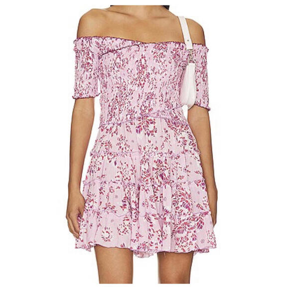 Poupette St Barth Dresses & Skirts - POUPETTE ST BARTH pink purple floral Soledad mini dress sz S